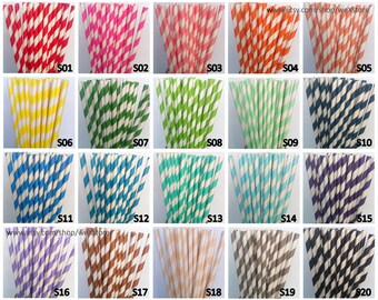 100 PAPER STRAWS, Pick Your Color Paper Straws with free printable DIY Toppers, paper drinking straw