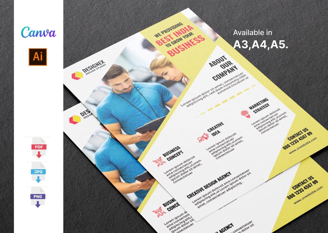 Editable Flyer Template (A3, A4, A5) Canva & Illustrator Etsy