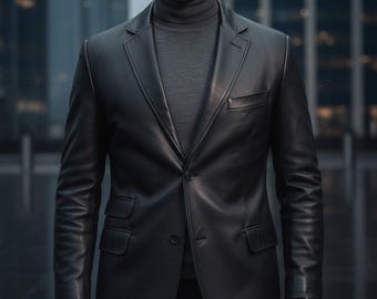 Men's Classic Outerwear Real Leather Coat/Casual Royal Business Luxury Blazer Dress Coat