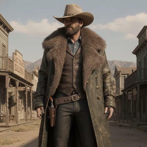 Heren Luxe echt vossenbont leer lange jas / royal western cowboy winterjas