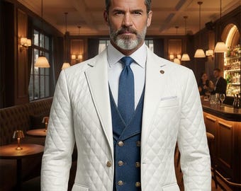 Men's Classic Quilted Outerwear Real Leather Coat/Casual Royal Business Luxury Blazer Dress Coat