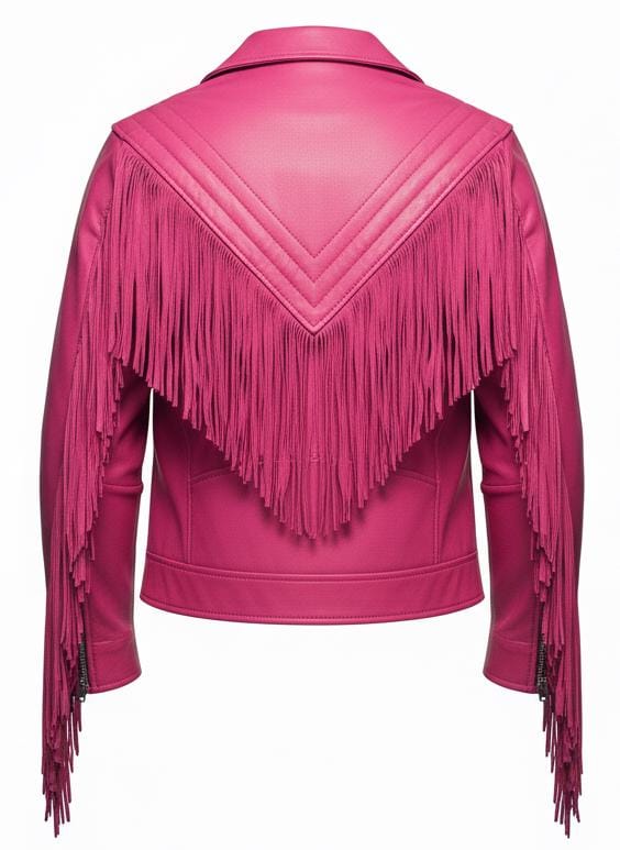 Men Brando Western Cowboy Fringe Motorcycle Handmade Pink Real
