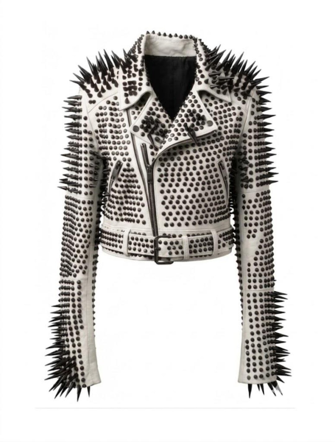 Rock Performance Jacket Men's Rockstar Brando Black Studded White Leather Jacket/gothic Punk ...