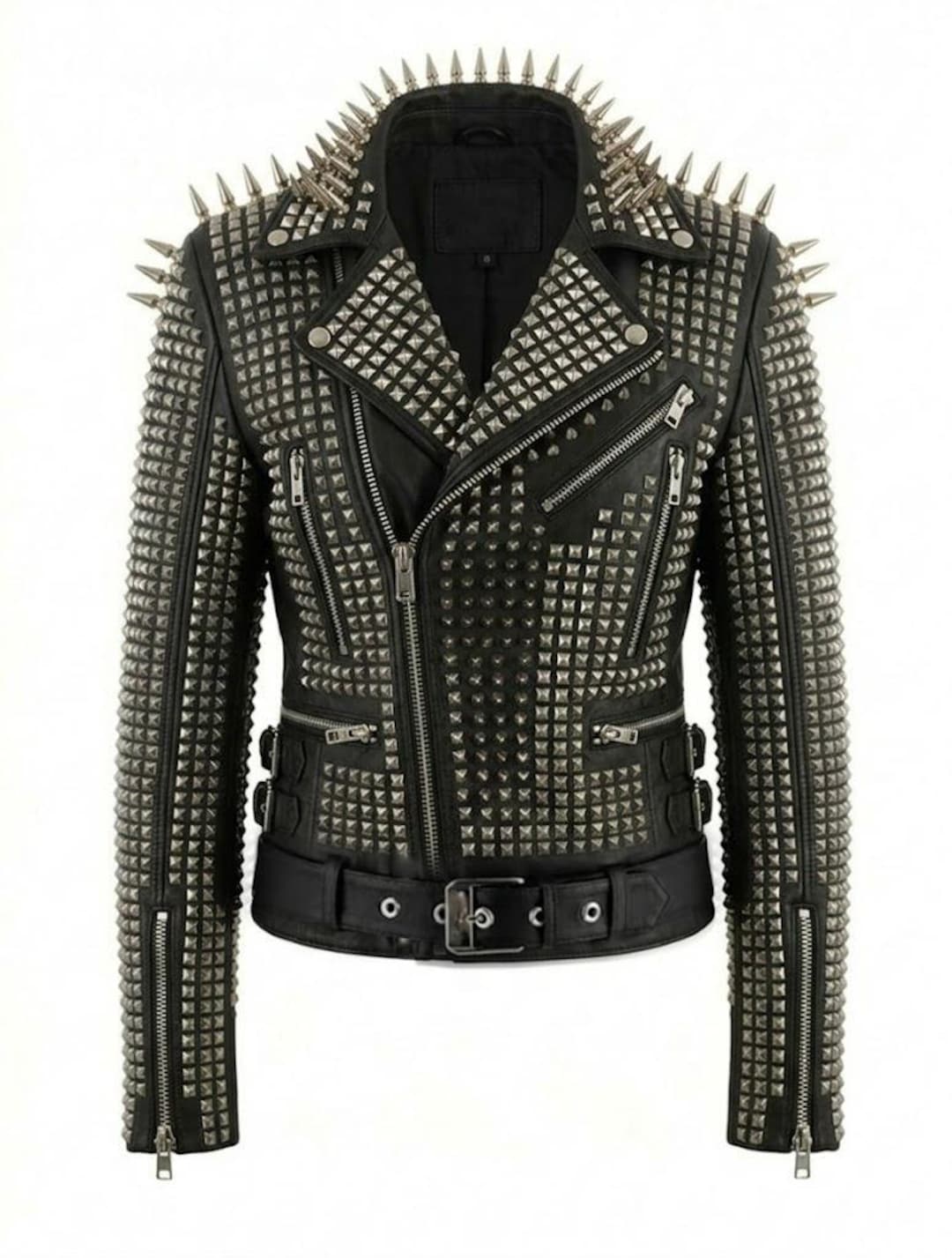 Rock Performance Jacket Men's Rockstar Brando Studded Black Leather Jacket/gothic Punk Rock ...