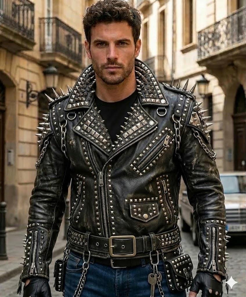 Punk Leather Jacket - Etsy