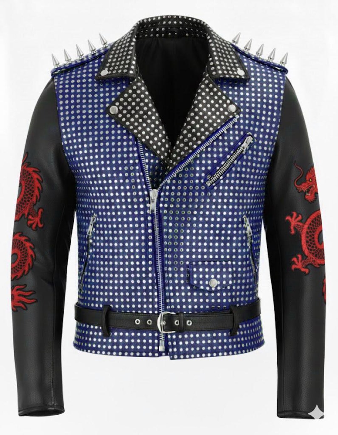 Rock Performance Jacket Men's Brando Rockstar Studded Leather Jacket / Gothic Punk Rock ...