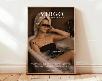 Virgo Zodiac Poster, Astrology Wall Art, Horoscope Print, Celestial Virgo Decor, Mystic Star Sign Gift, Zodiac Artwork, Posters Bloom