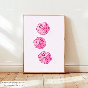 888 Angel Number Wall Art, Pink Dice Poster, Numerology Print, Spiritual Manifestation Decor