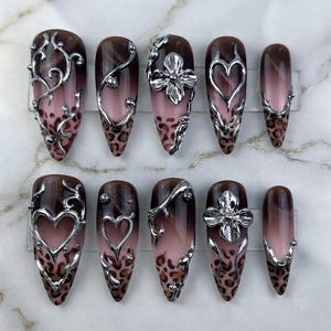 Press on Nails Chrome Hearts - Etsy