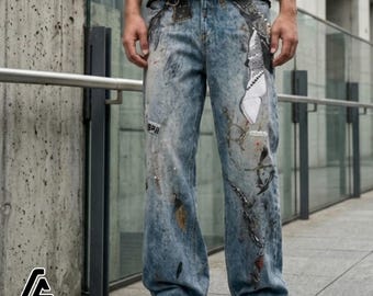 Printed Baggy Jeans | Loose Straight Leg Pants | Daily Wear | Y2K Streetwear Style