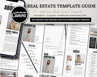 Guía de plantillas inmobiliarias, Paquete para clientes inmobiliarios, Guía para compradores de vivienda, Manual inmobiliario, Plantilla editable para agentes inmobiliarios, Guía de Canva