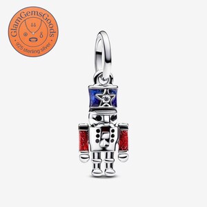 925 Sterling Silver Moveable Nutcracker Dangle Charm for Pandora Bracelet