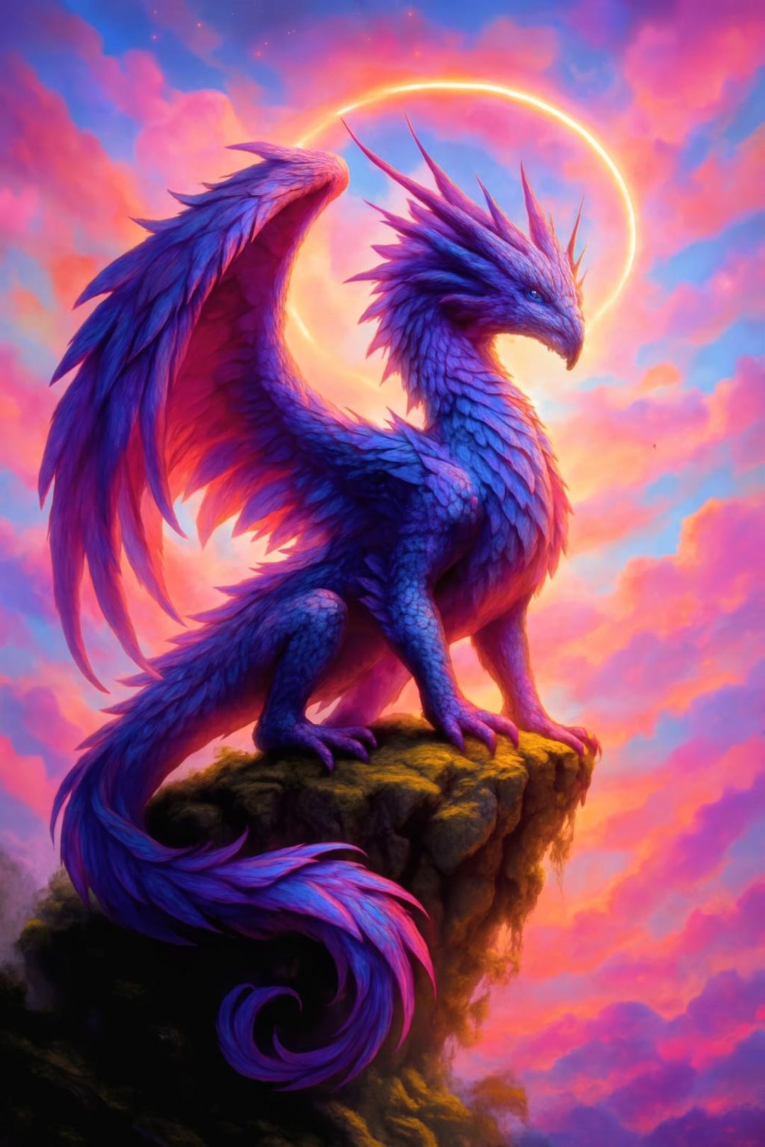 Dreamlike Celestial Dragon – 8K Fantasy Wall Art | Vibrant Purple ...