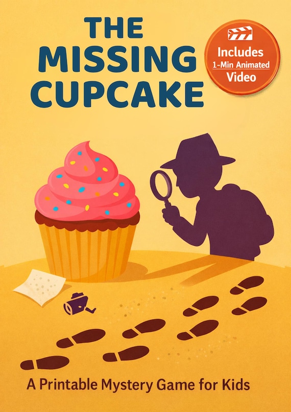 The Missing Cupcake | Kids Mystery Game + 1-Min Animated Story | Printable Detective Adventure | Classroom Activity | Instant Download