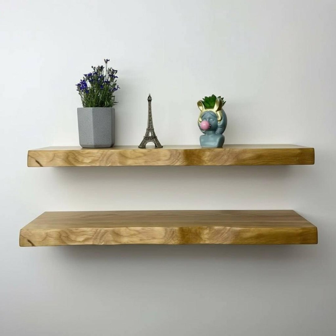 Rustic Live Edge Pine Shelf – Solid Wood Wall Mounted Display for ...