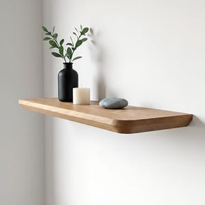 Estantes flotantes de madera de roble de tamaño personalizado con borde redondeado