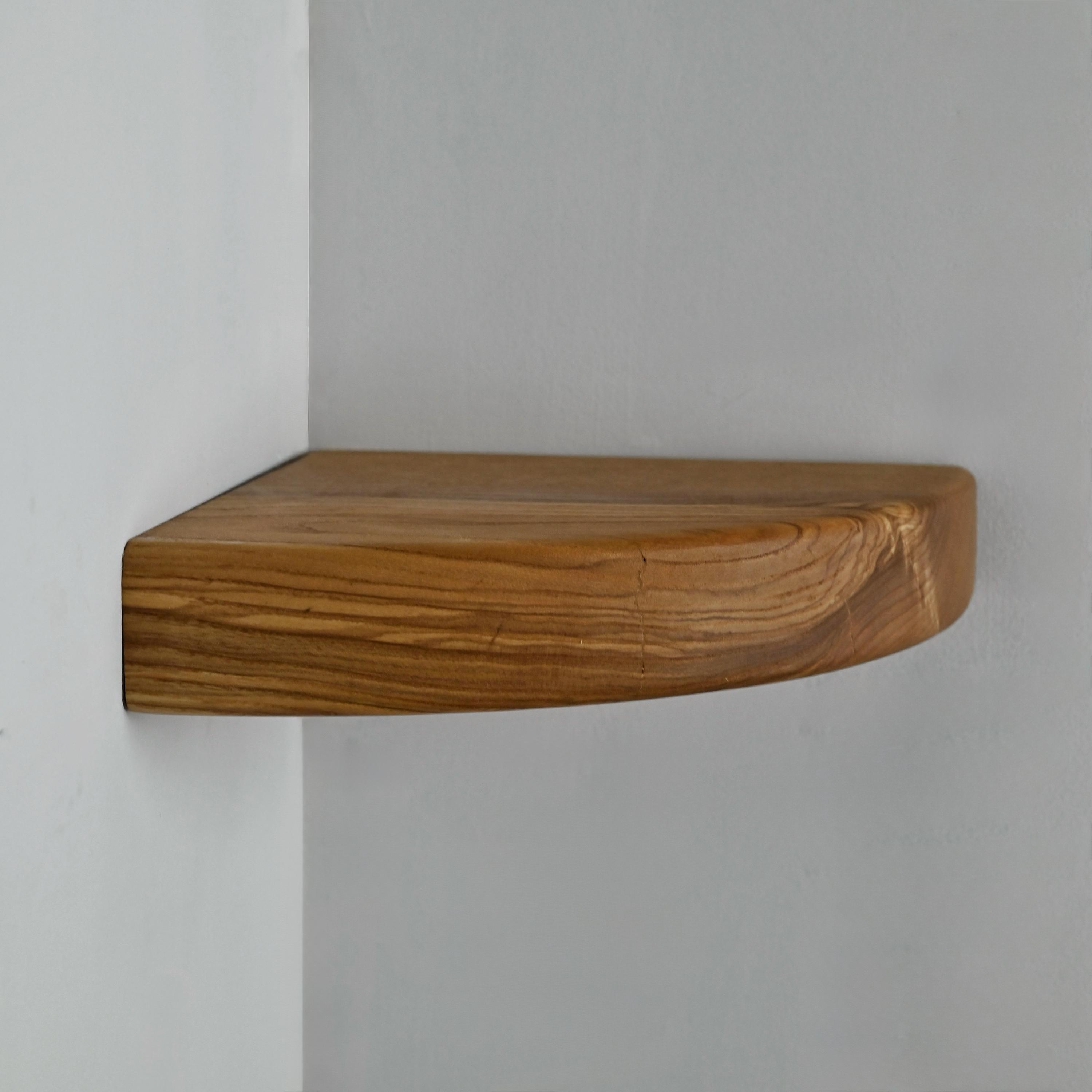 Handmade Natural Oak Corner Floating Shelf, Solid Wood Rounded-edge ...