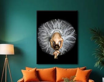 Ballerina Wall Art, Black and White Ballet Canvas Print, Graceful Dancer Poster
