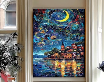 星月夜 - ヴィンセント・ヴァン・ゴッホの手描きの油絵の複製、糸杉と
