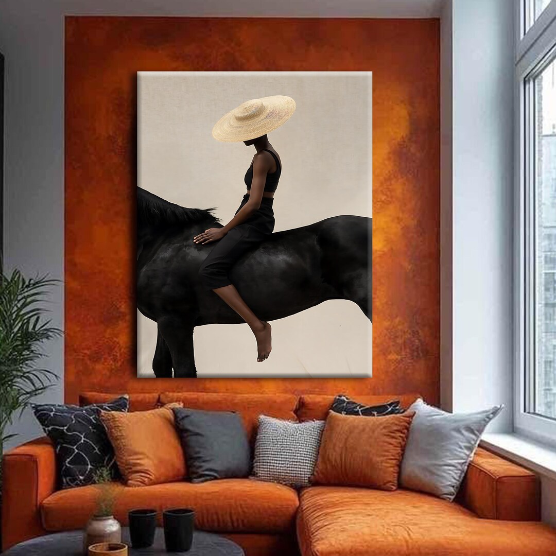 Black Woman on Horse Canvas Wall Art, Modern African American Decor - Etsy