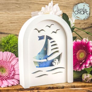 Silikon Gießform - Einschiebedeckel 2in1 Geschenkbox Oval - Segel Boot