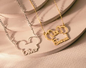 Collier prénom Minnie personnalisé Mickey Mouse Collier dessin animé délicat Minnie Mouse personnalisé Collier à breloques Disney Cadeau pour la fête des mères de Disneyland