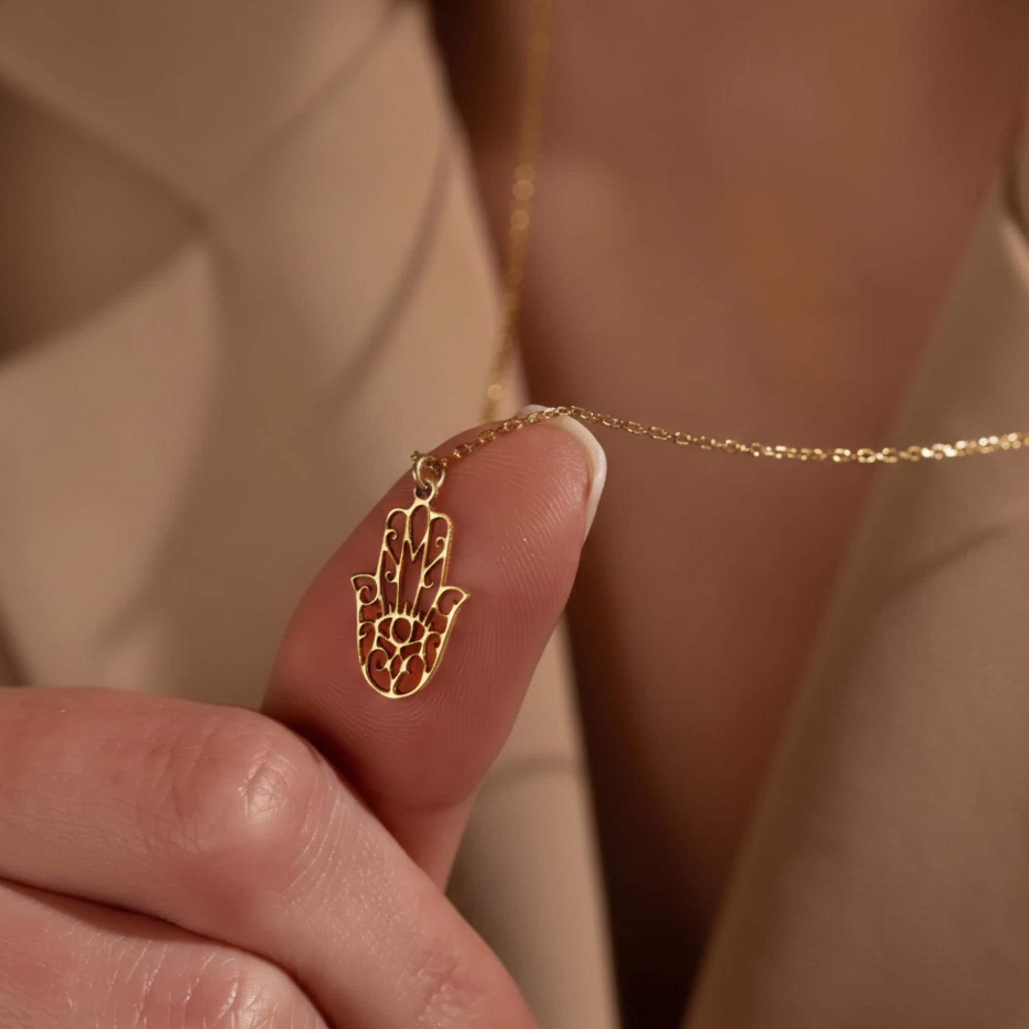OUTLETISSIMO® Bracciale Anello Mano di Fatima in Argento – Gioiello Etnico con Ciondolo Hamsa Portafortuna – Catena Regolabile Donna Stile Boho Chic ET134