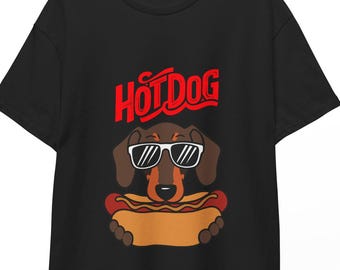 funny Hot Dog Dachshund Holding Hotdog T-Shirt |funny Cute Dog Graphic Tee, Hot Dog T-Shirt, Weirdcore Gen Z Top, Funny Foodie Gift for Him