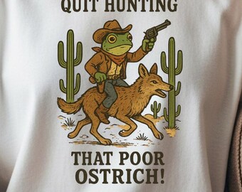 funny Cowboy Frog Riding Ostrich, Are Off Weird Tee, Vintage Style Western Tee, Sarcastic Wild West Graphic Top, Animal Lover Gift