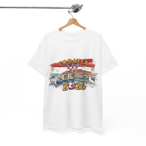 Croatia 2026 Soccer Crest T-Shirt, Croatian Flag Football Tee Futbol Fan Shirt Trending Gift For Men Women Unisex Coastal Landmark Graphic image 2