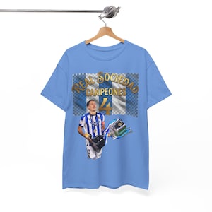 Real Sociedad Campeones 4 2025/26 Tee | Soccer Player Graphic Shirt,camiseda real sociedad champions,retro 90s real sociedad tee image 13