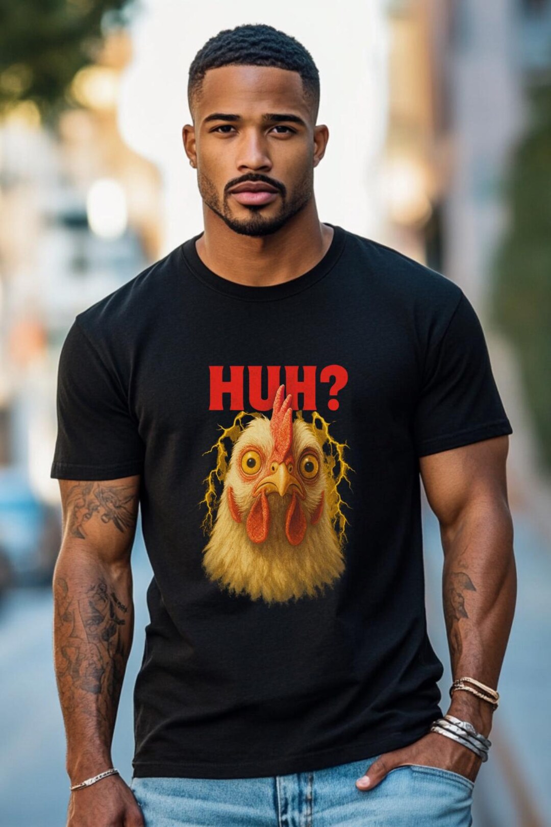 Huh Clothes Huh? Confused Meme Funny Chicken Tee | Funny Chicken Face T-shirt, Ugly ...