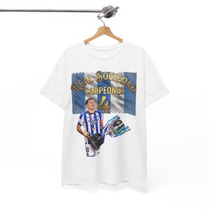 Real Sociedad Campeones 4 2025/26 Tee | Soccer Player Graphic Shirt,camiseda real sociedad champions,retro 90s real sociedad tee image 4