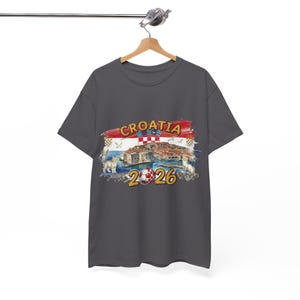 Croatia 2026 Soccer Crest T-Shirt, Croatian Flag Football Tee Futbol Fan Shirt Trending Gift For Men Women Unisex Coastal Landmark Graphic image 9