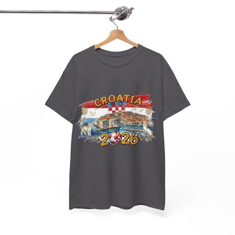Croatia 2026 Soccer Crest T-Shirt, Croatian Flag Football Tee Futbol Fan Shirt Trending Gift For Men Women Unisex Coastal Landmark Graphic image 9