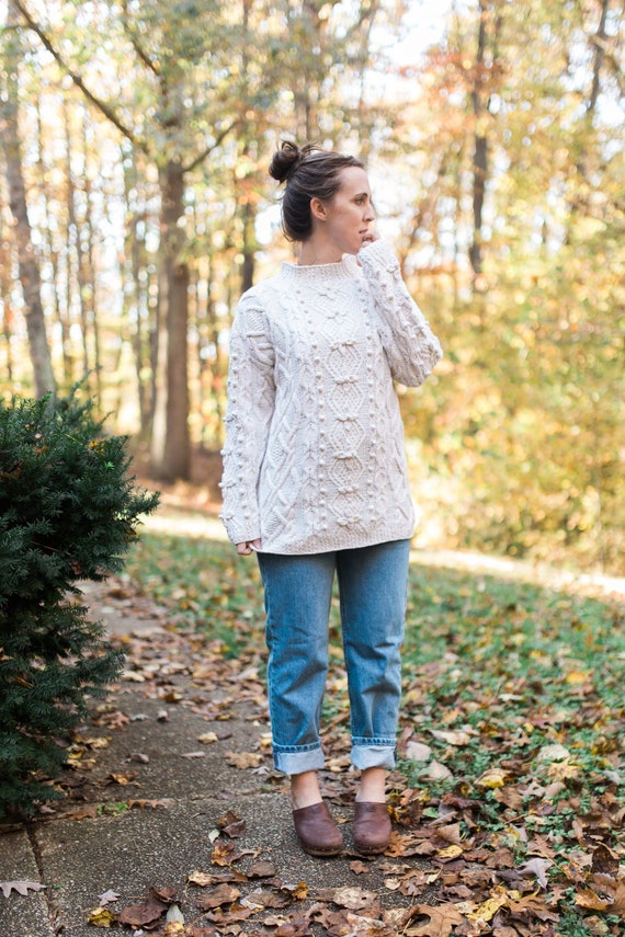 Vintage Popcorn Chunky Knit Sweater Tunic