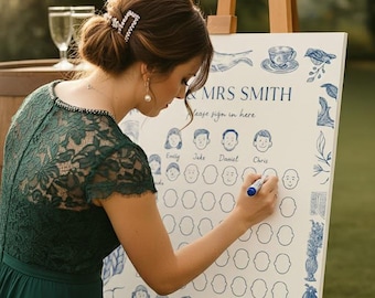 Libro de firmas de boda personalizado alternativo • Póster interactivo para firmar • Editable en Canva