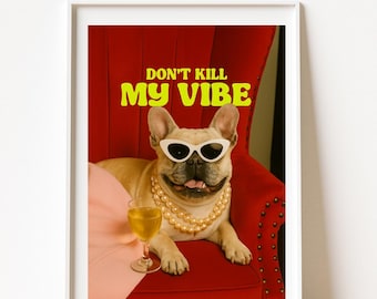 Retrato de mascota personalizado: Póster personalizado de mascota a partir de la foto "No me mates la energía"