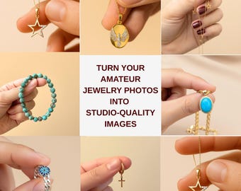 Servicios de edición de fotografías de productos personalizados: joyería