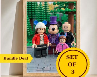 Retrato familiar personalizado con arte de ladrillo (paquete de 3 fotos)