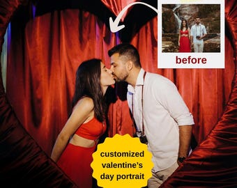 Retrato personalizado de San Valentín, regalo único y personalizado
