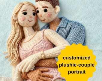 Retrato de pareja de peluche personalizado a partir de una foto / Regalo de San Valentín / Regalo personalizado