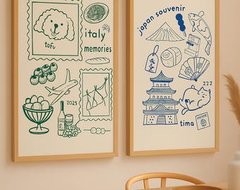 Póster de recuerdo personalizado / Arte personalizado dibujado a mano / 15 artículos