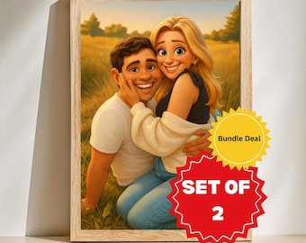 Custom Cartoon-Style Portrait | Family, Couples & Pets (Digital)