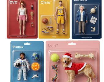 Custom Action Figure Portrait, Personalized Doll Toy Box Portrait