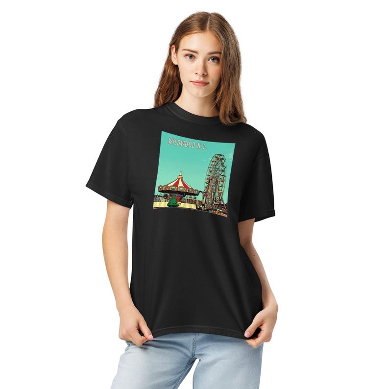 Wildwood NJ Carousel Ferris Wheel Retro T-Shirt Jersey Shore Vintage Tee