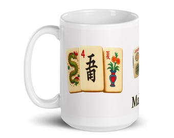 Taza de café con diseño de fichas de Mahjong, regalo para jugadores de Mahjong y amantes de las noches de juego.