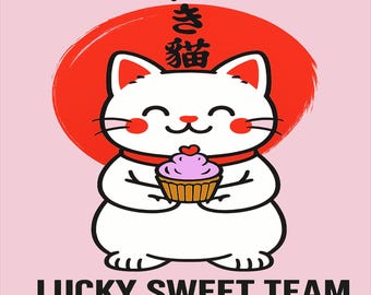 Maglietta del gatto Maneki Neko – Lucky Sweet Team Japanese Art