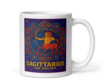 Psykedelisk Skytten Zodiac Mugg Retro Bågskytte Astrologi Kaffekopp Födelsedagspresent November December