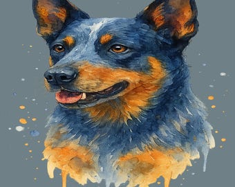 Australian Cattle Dog T-Shirt, Blue Heeler Dog Portrait